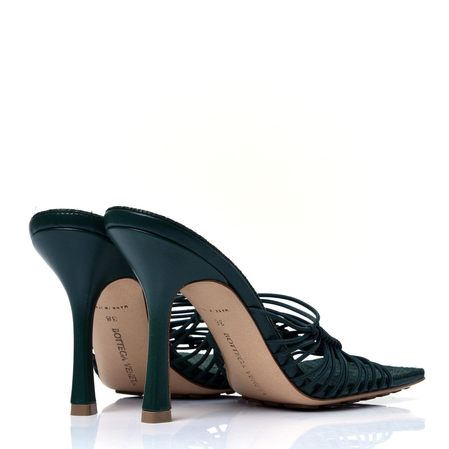 Raffia Elasticized Stretch Mule Sandals 38 Emerald Green