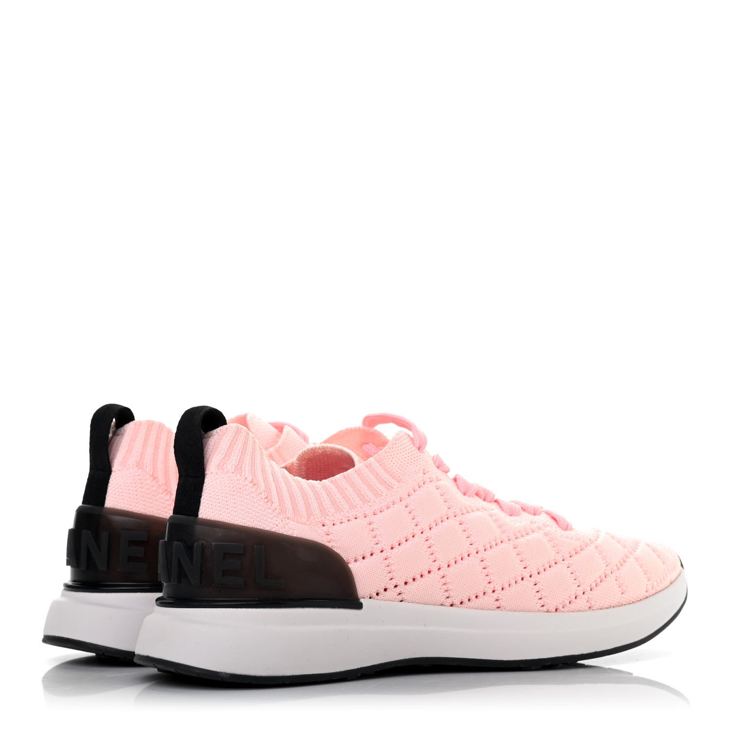Chanel Mixed Fibers Quilted Womens CC Sneakers 38 Light Pink 3 of 4
