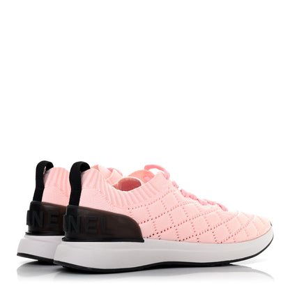 Chanel Mixed Fibers Quilted Womens CC Sneakers 38 Light Pink 3 of 4