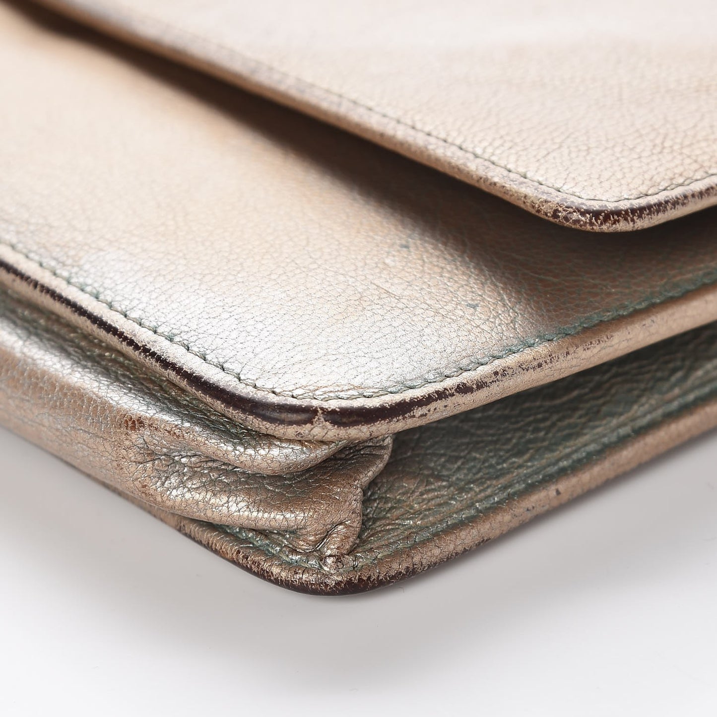 Metallic Goatskin Wallet On Chain WOC Gold