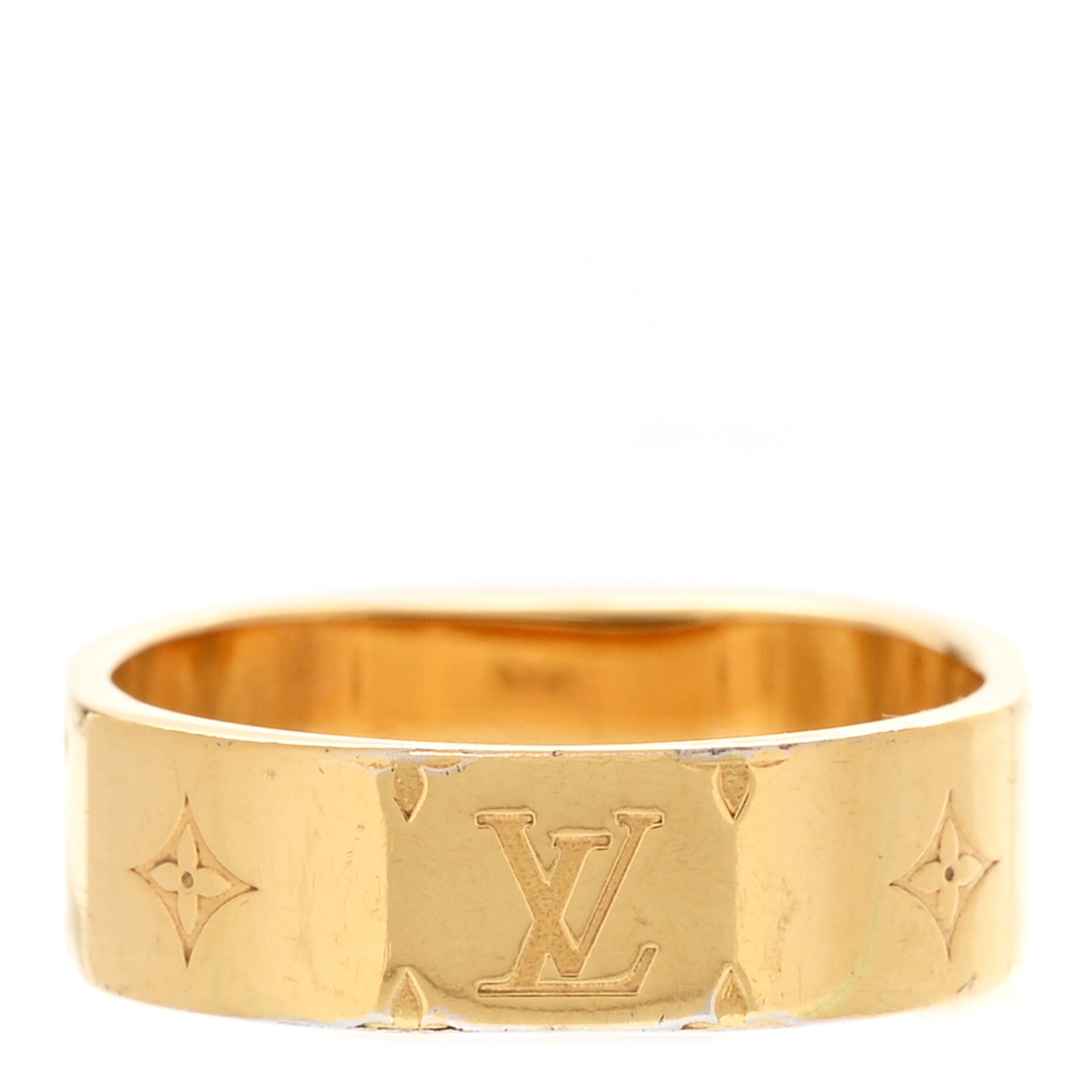 Louis Vuitton Brass Monogram Engraved Nanogram Ring M Gold 3 of 7