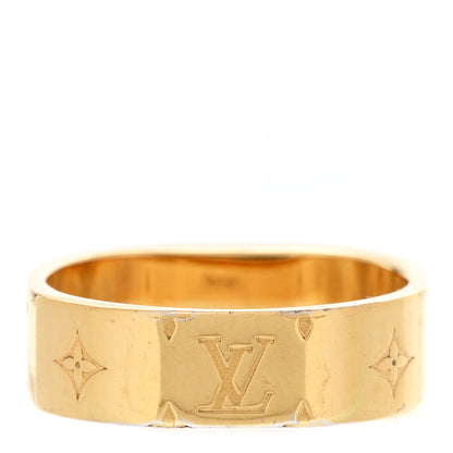Louis Vuitton Brass Monogram Engraved Nanogram Ring M Gold 3 of 7