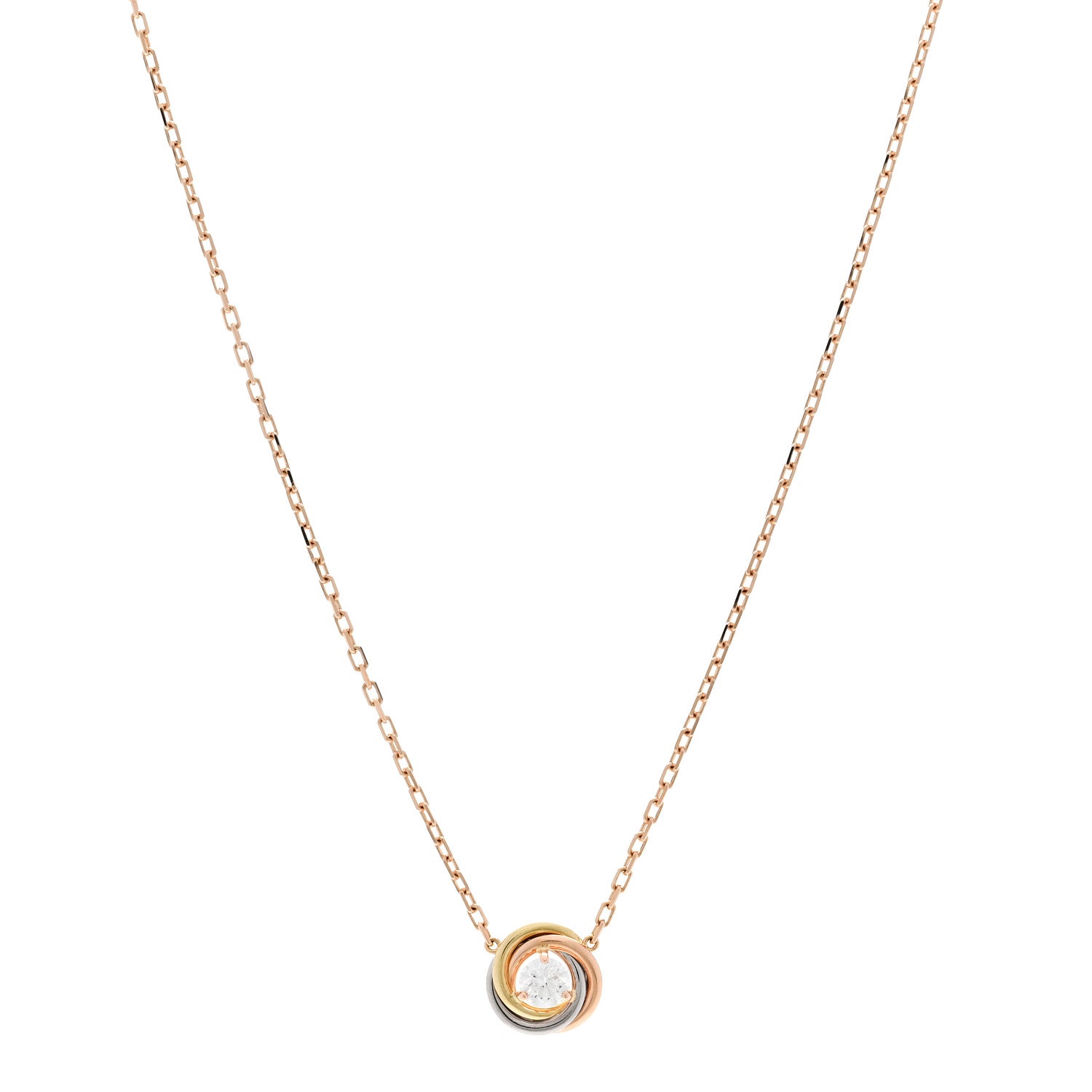 Cartier 18K Pink White Yellow Gold Diamond Trinity De Cartier Pendant Necklace 1 of 6