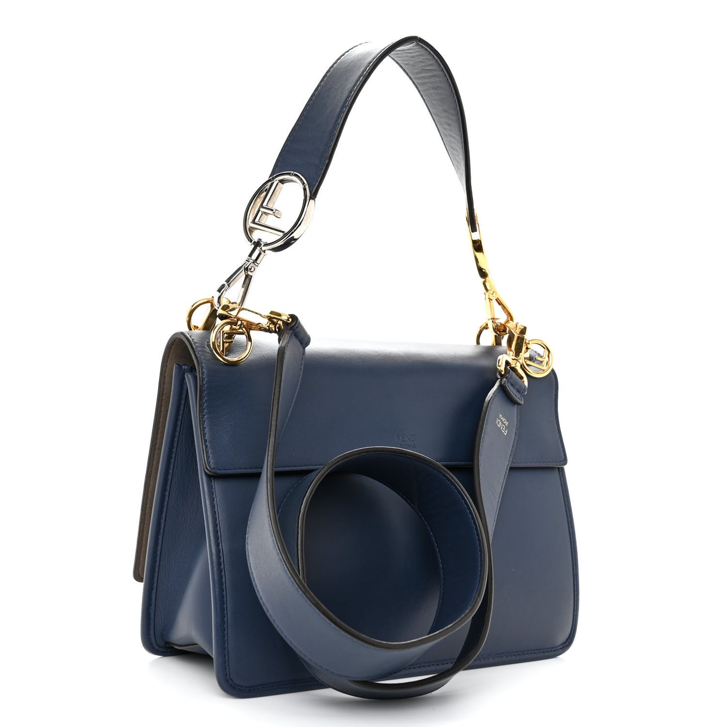 Vitello Century Opaco F is Fendi Kan I Shoulder Bag Blu Scuro