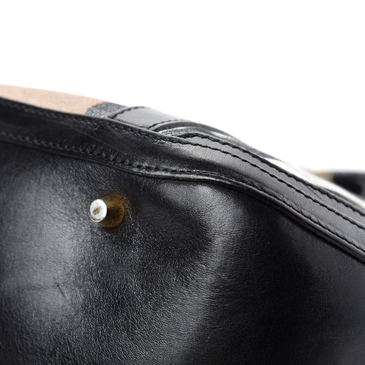 Bridle Calfskin House Check Small Orchard Bowling Bag Black
