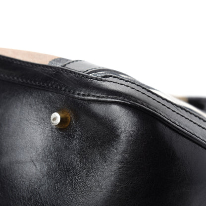 Burberry Bridle Calfskin House Check Small Orchard Bowling Bag Black 9 of 17
