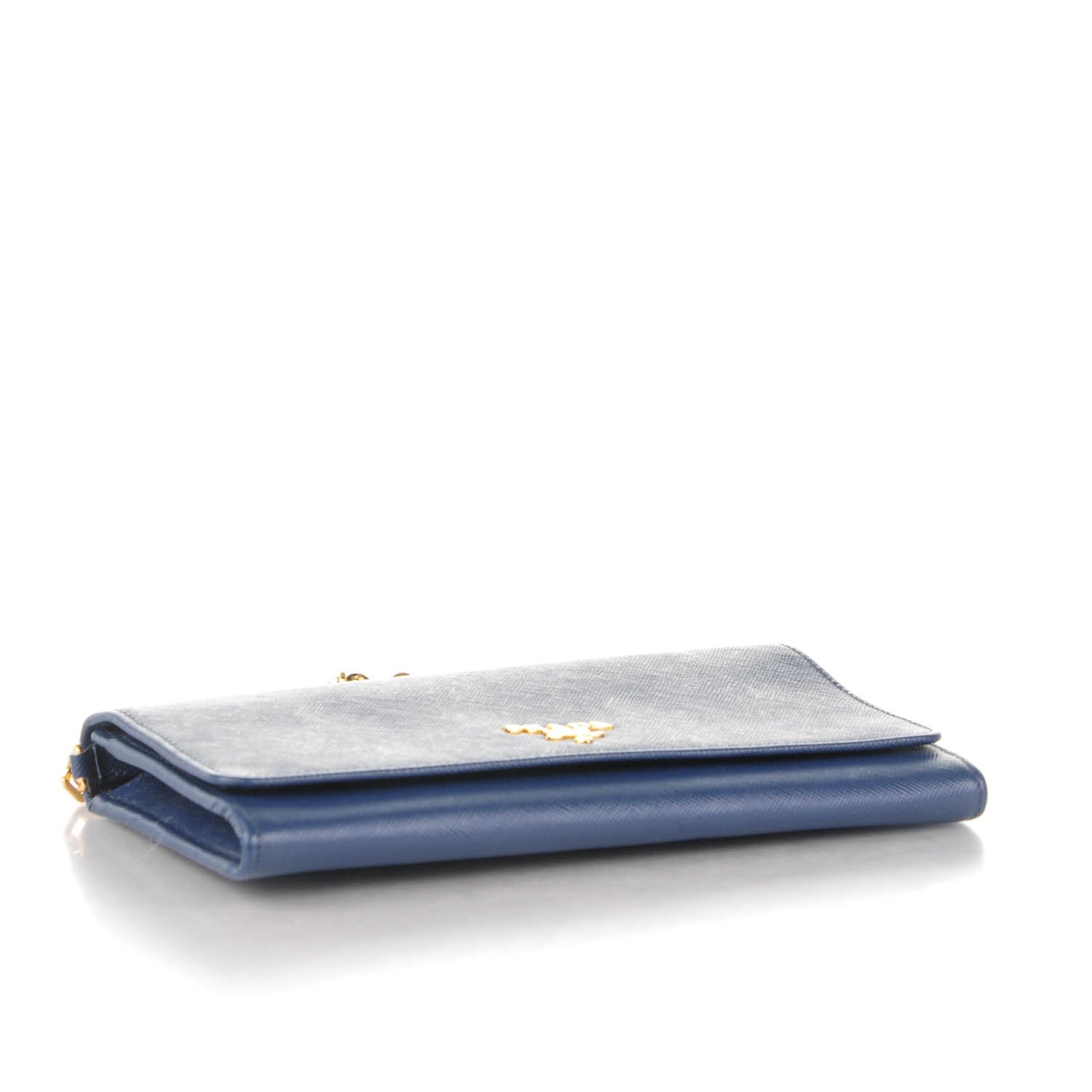 Prada Saffiano Metal Large Chain Wallet Bleuette 4 of 9