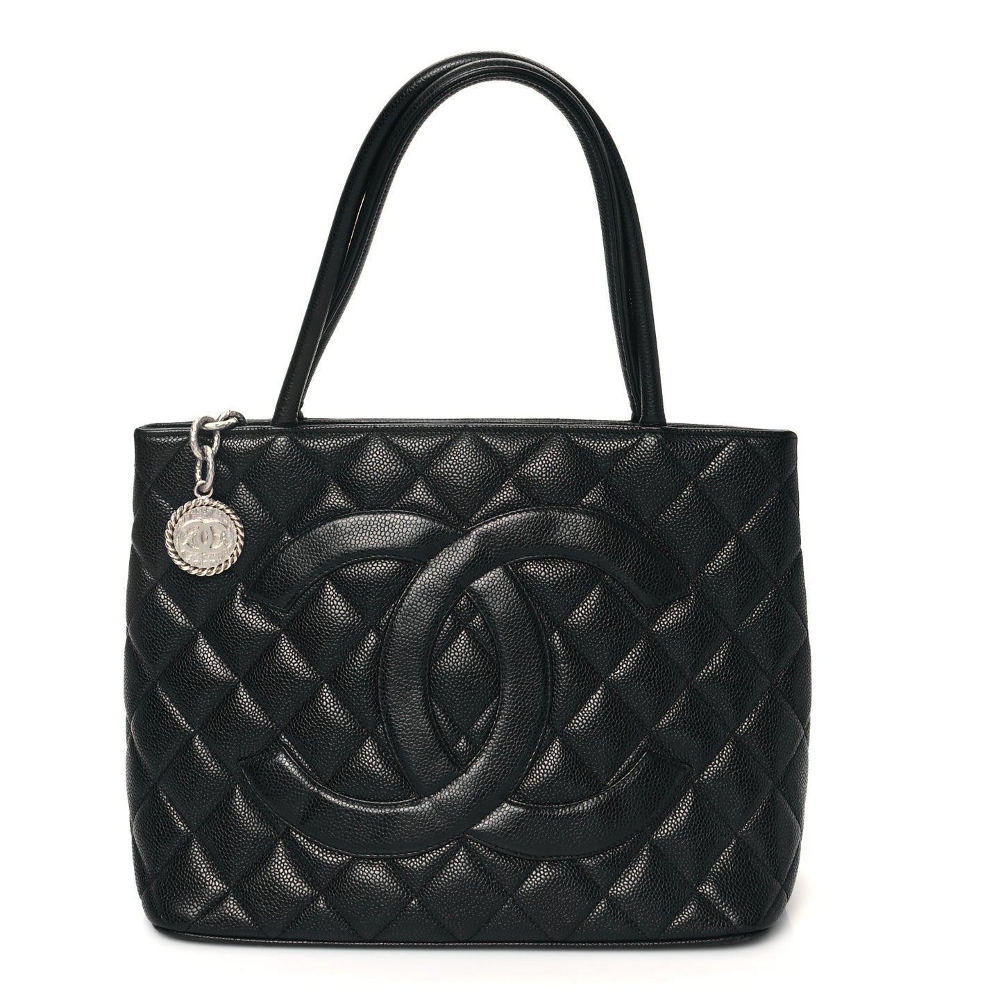 Caviar Quilted Medallion Tote Black