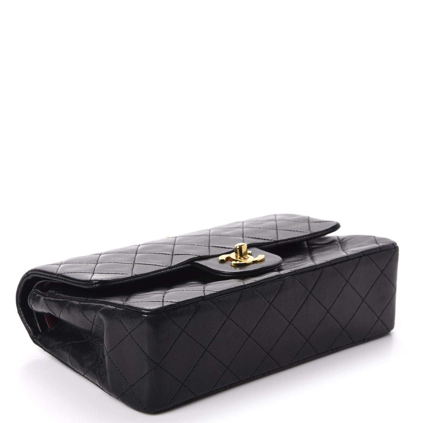 Lambskin Quilted Small Double Flap Black