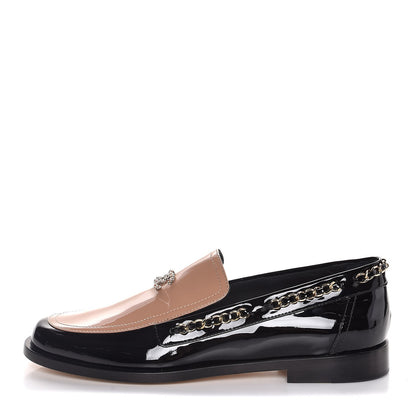 Chanel Patent Calfskin CC Chain Mocassin Loafers 41 Black Beige 1 of 9