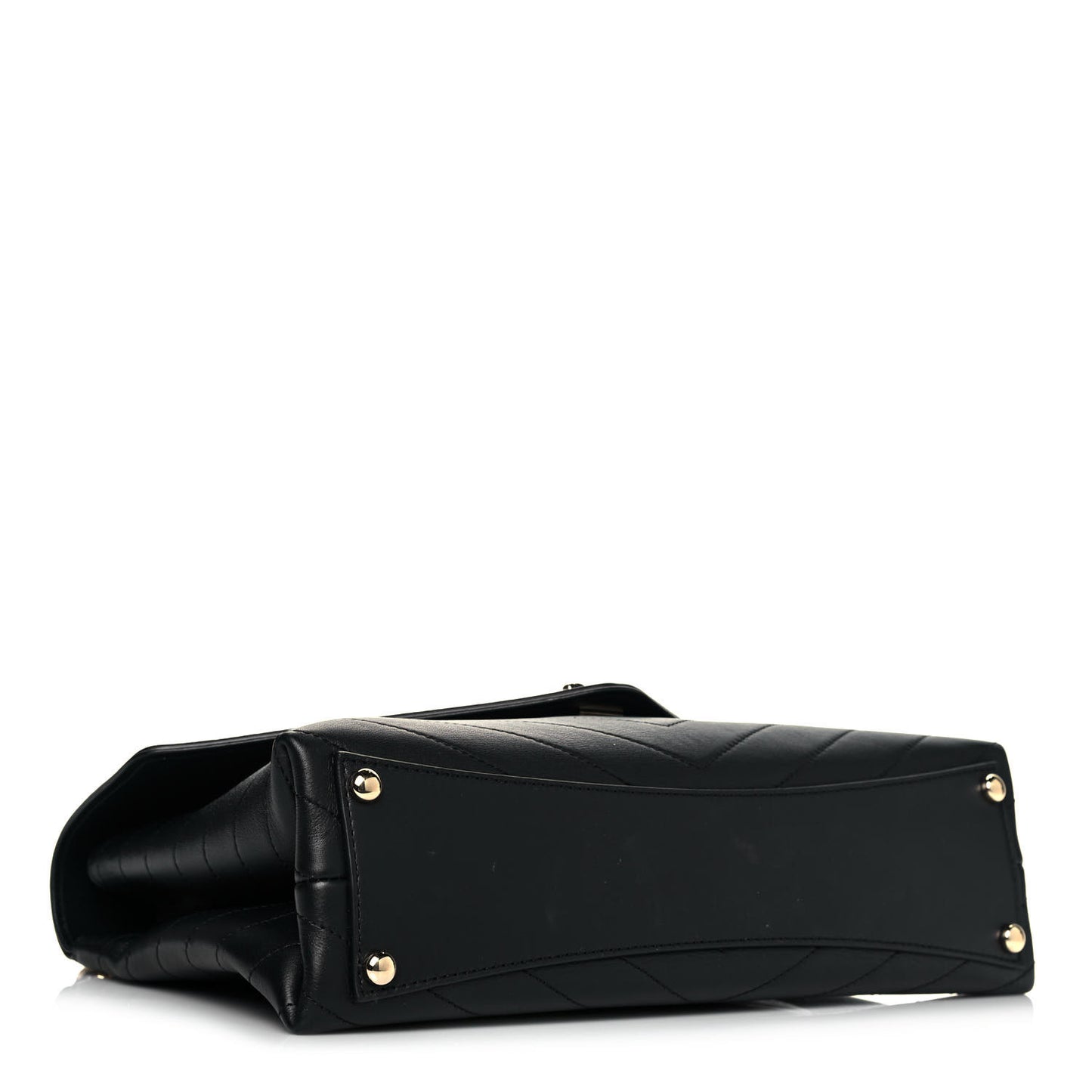 Calfskin Chevron Stitched Medium Coco Flap Bag Black
