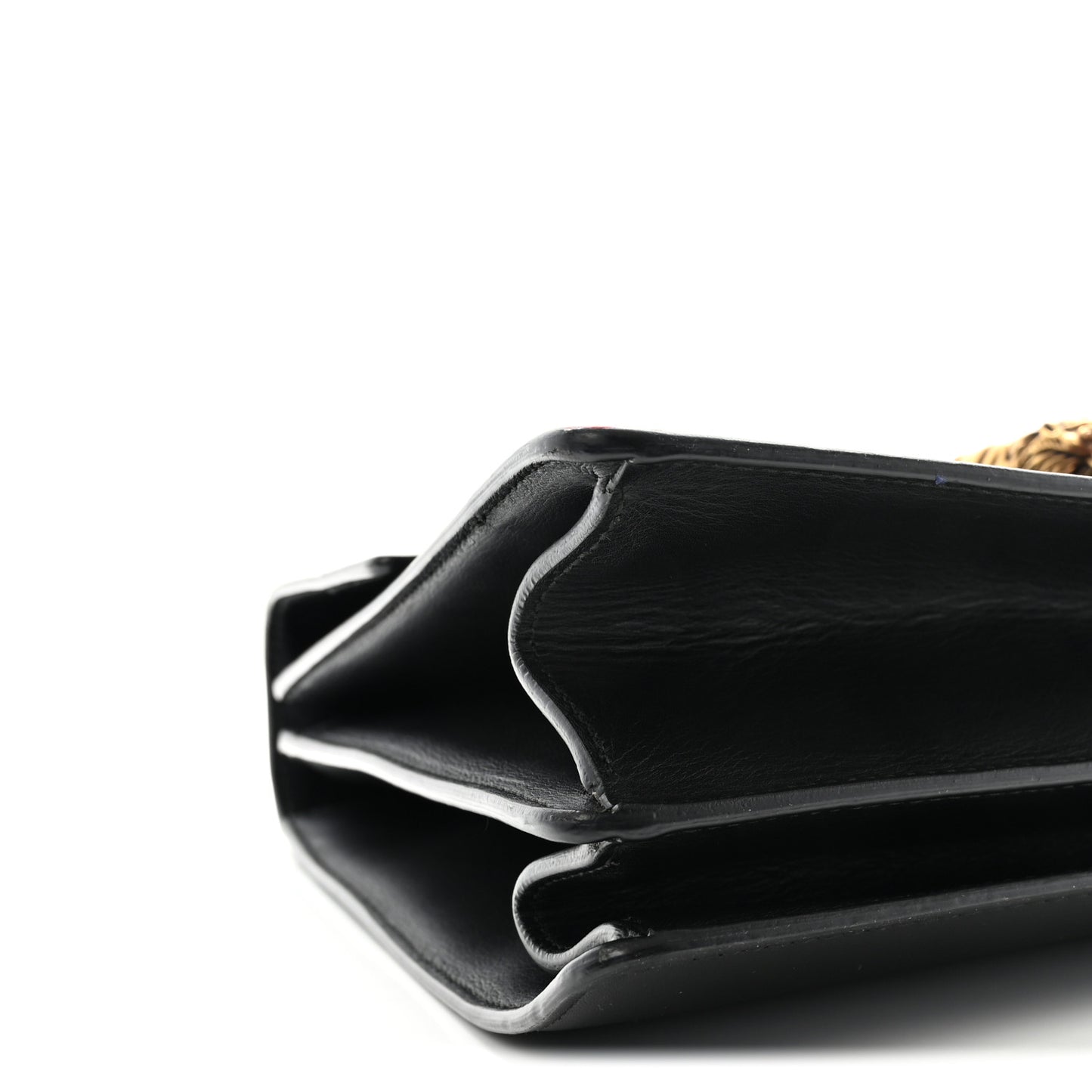 Calfskin Bamboo Web Large Dionysus Top Handle Bag Black Bright Evergreen Hibiscus Red