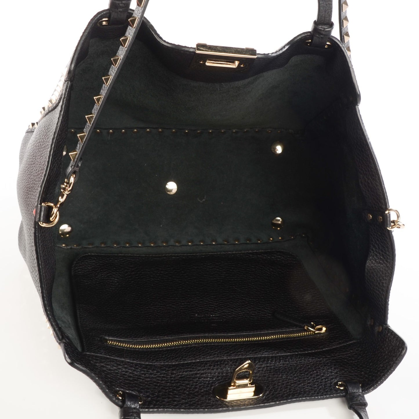 Alce Printed Calfskin Medium Rockstud Tote Black