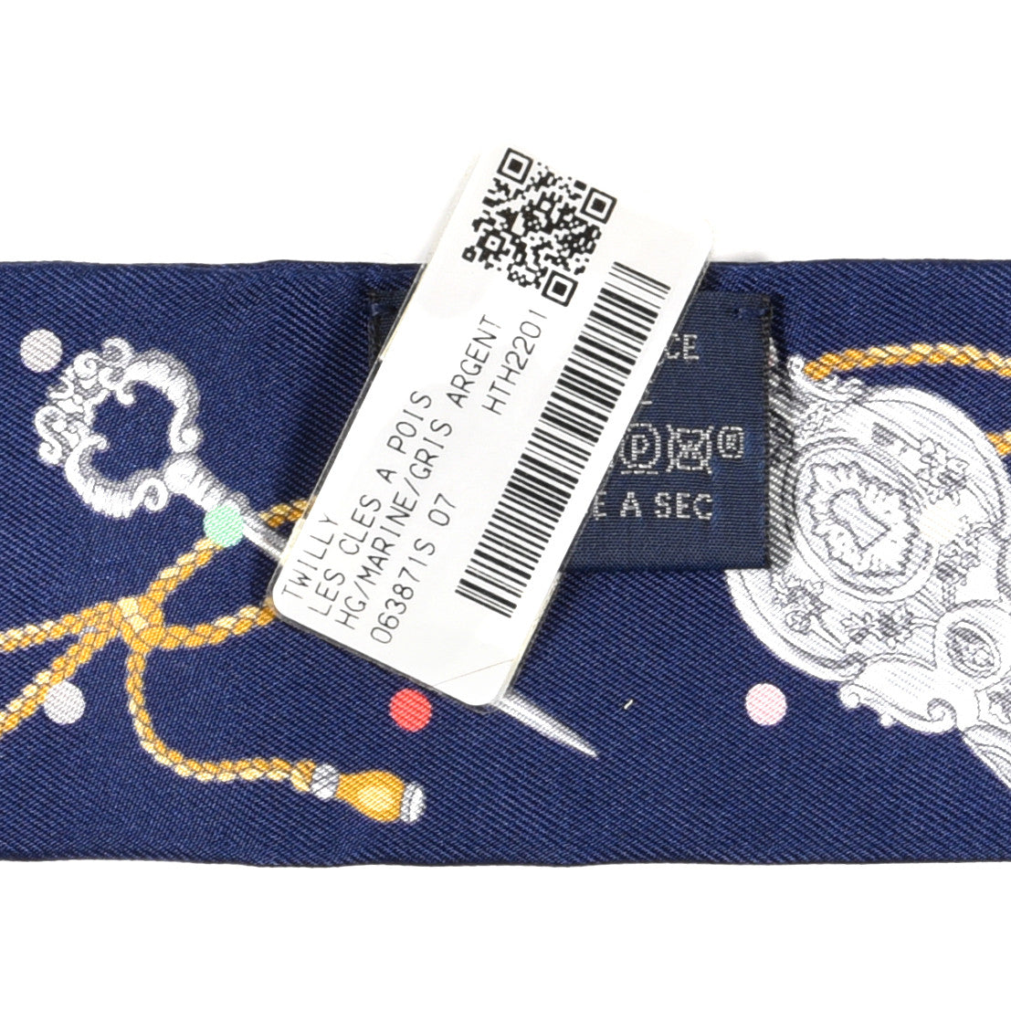 Hermes Silk Les Cles A Pois Twilly Marine Gris Argent 3 of 4