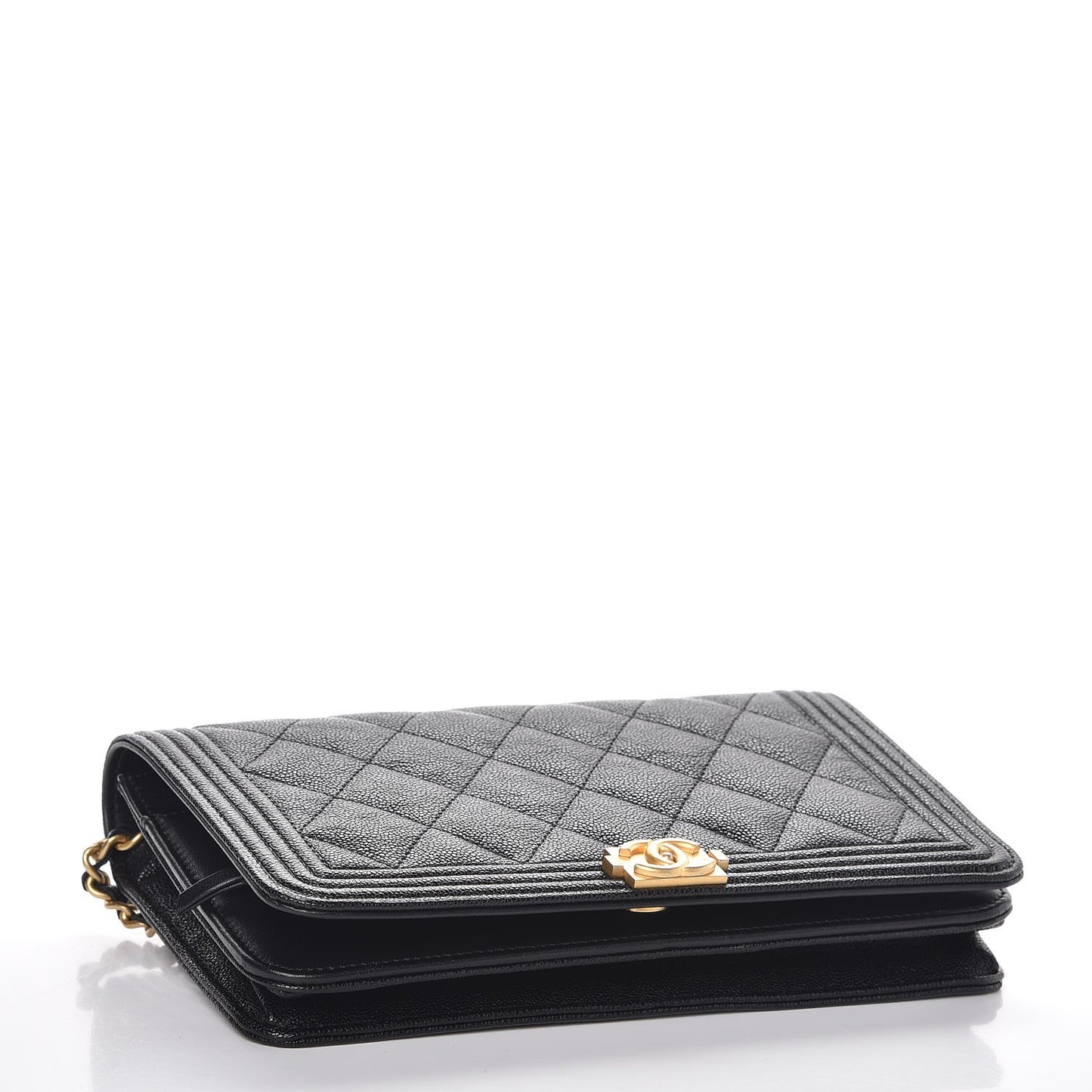 Caviar Quilted Boy Wallet On Chain WOC Black