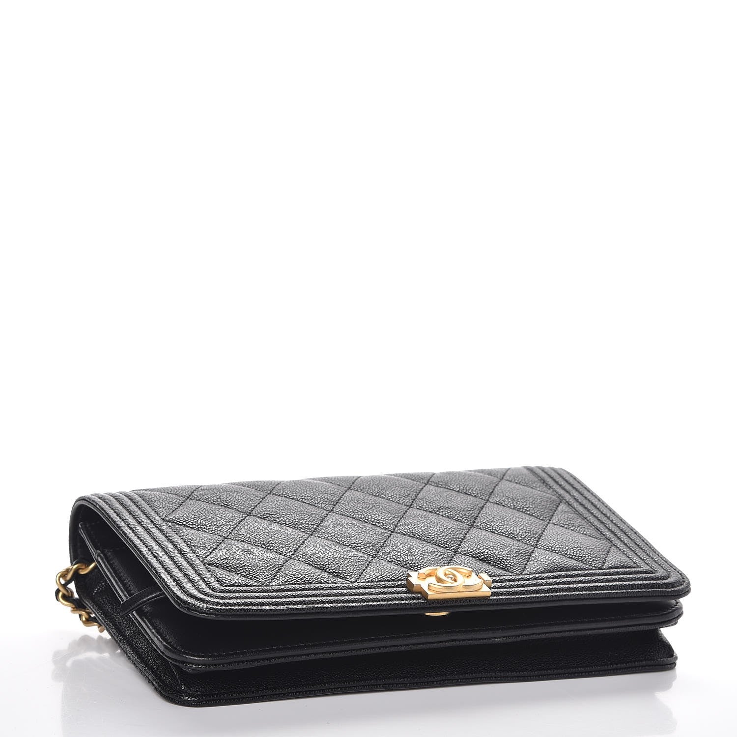 Chanel Caviar Quilted Boy Wallet On Chain WOC Black 4 of 9