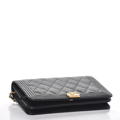 Chanel Caviar Quilted Boy Wallet On Chain WOC Black 4 of 9