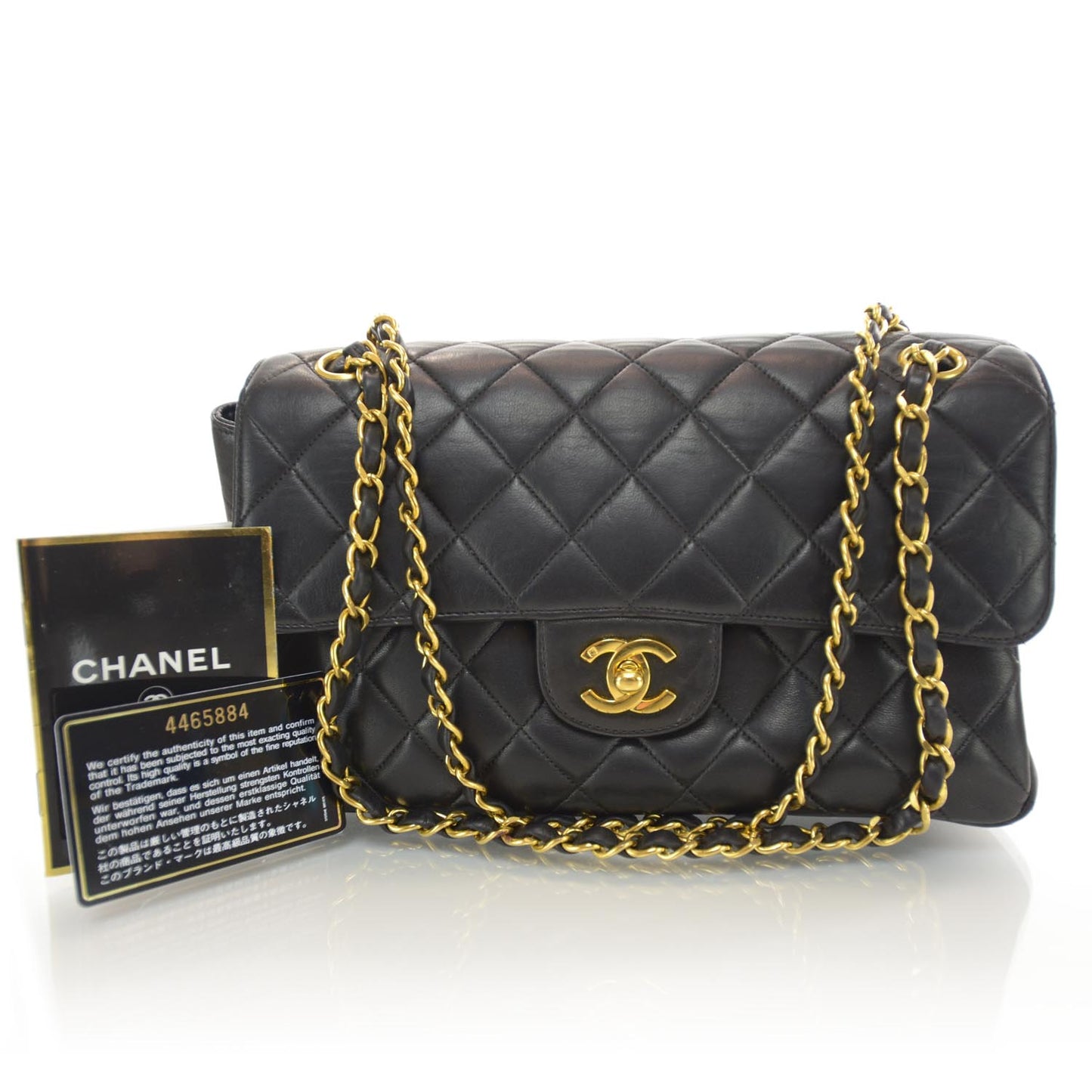 Lambskin Double Sided Medium Flap Black