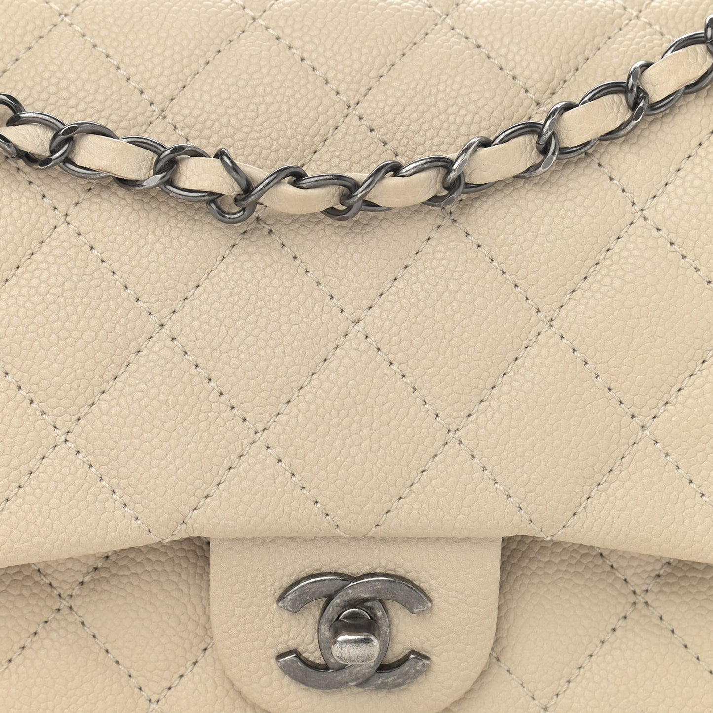 Caviar Quilted Large Now and Forever Flap Ivory