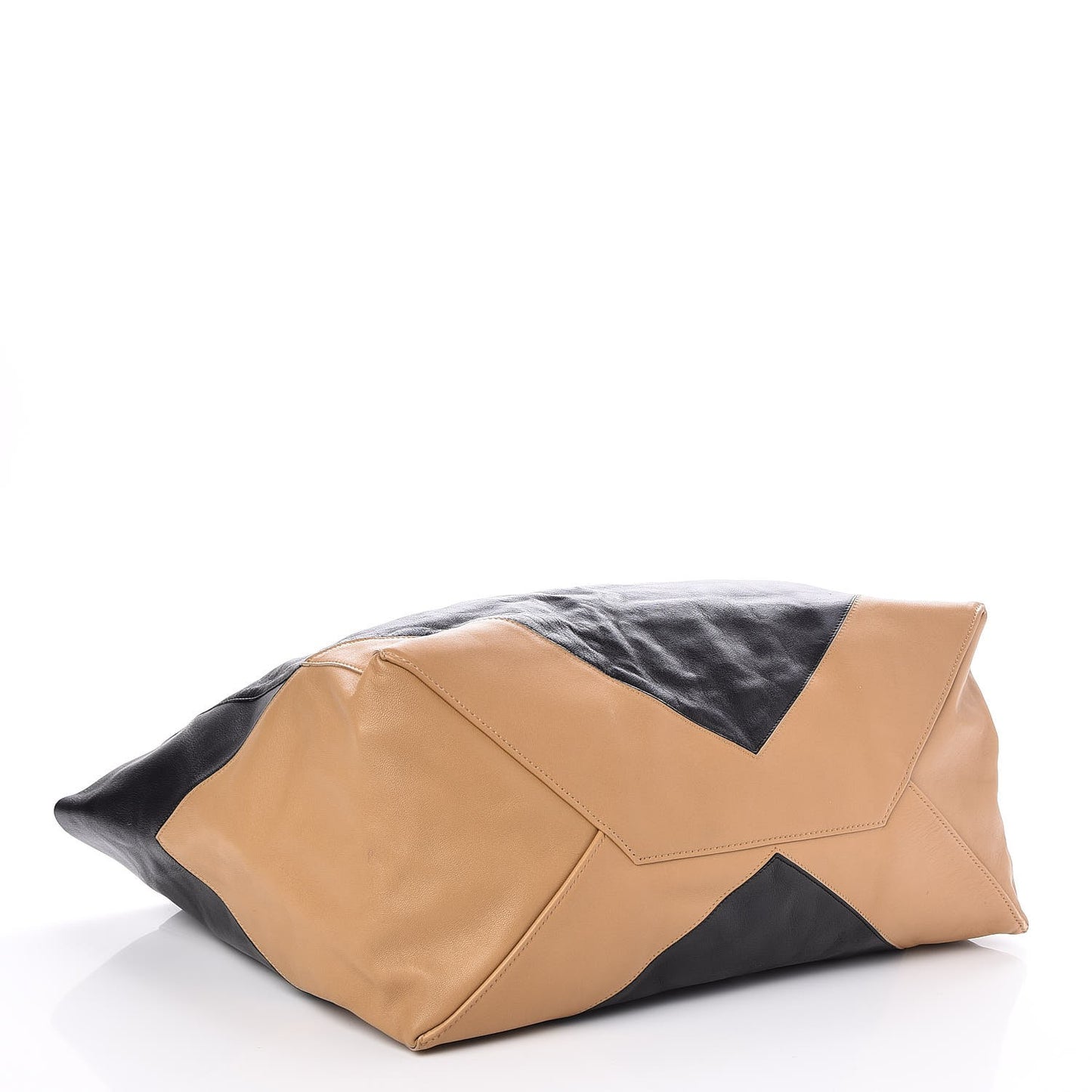 Lambskin Horizontal Bi-Color Coeur Cabas Camel Black