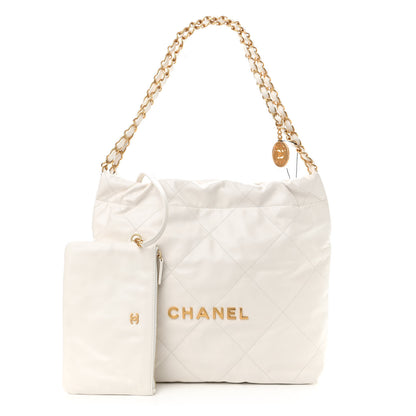 Chanel Shiny Calfskin Quilted Small Chanel 22 White 1 of 12