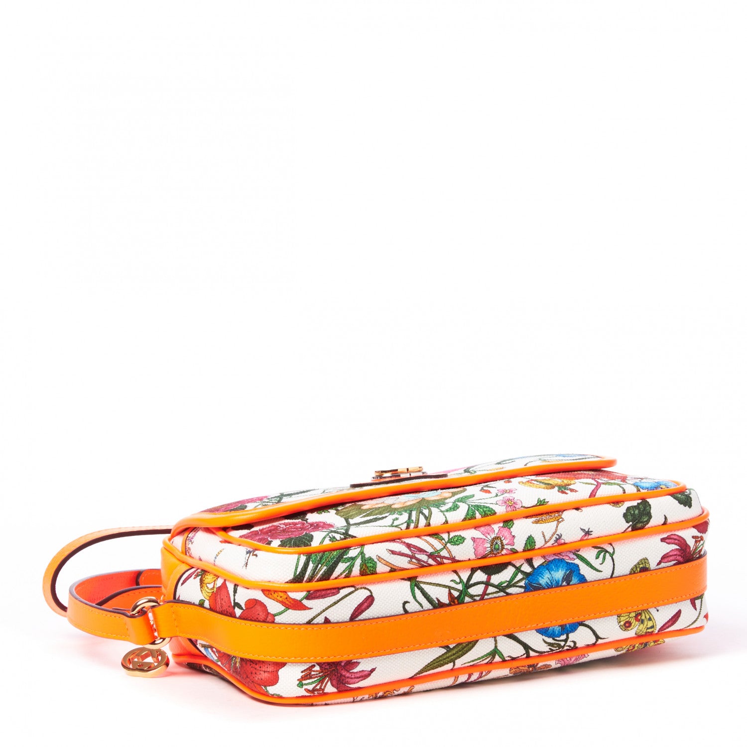 Gucci Canvas Flora Floral Shoulder Bag White Orange Fluo 3 of 8