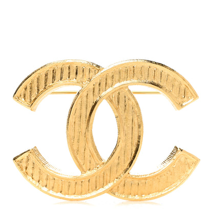 Chanel Metal Striped CC Brooch Gold 1 of 5