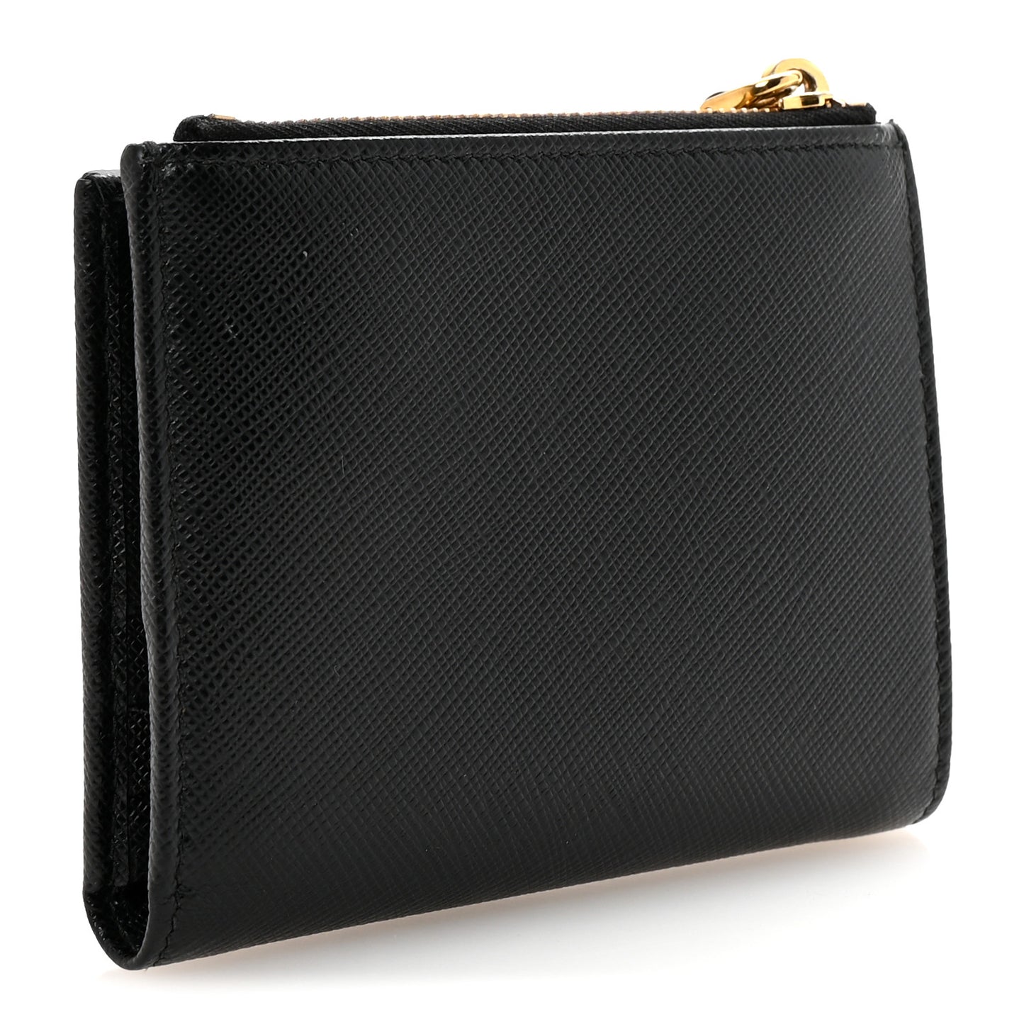 Saffiano Zip Top Compact Wallet Black