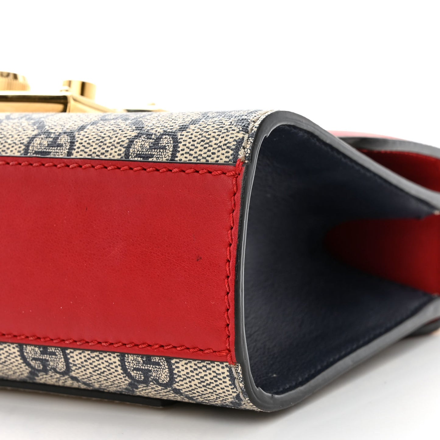 GG Supreme Monogram Moon Calfskin Small Padlock Shoulder Bag Beige Blue Hibiscus Red Mystic White