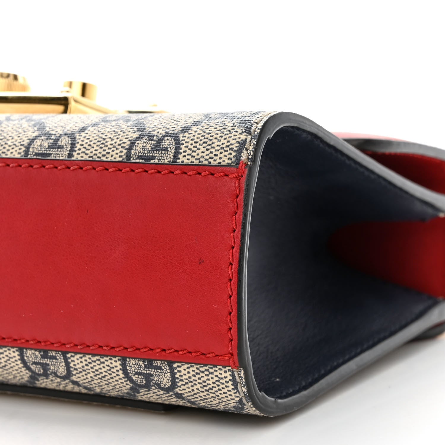 Gucci GG Supreme Monogram Moon Calfskin Small Padlock Shoulder Bag Beige Blue Hibiscus Red Mystic White 10 of 12