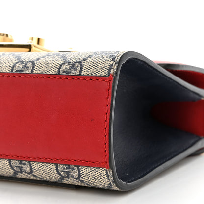 Gucci GG Supreme Monogram Moon Calfskin Small Padlock Shoulder Bag Beige Blue Hibiscus Red Mystic White 10 of 12