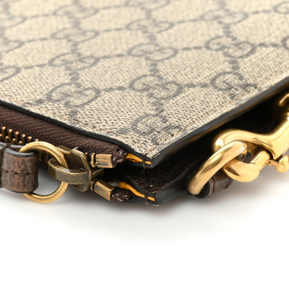 Gucci GG Supreme Monogram Neo Vintage Zip Wristlet Pouch Beige New Acero Crop 10 of 12