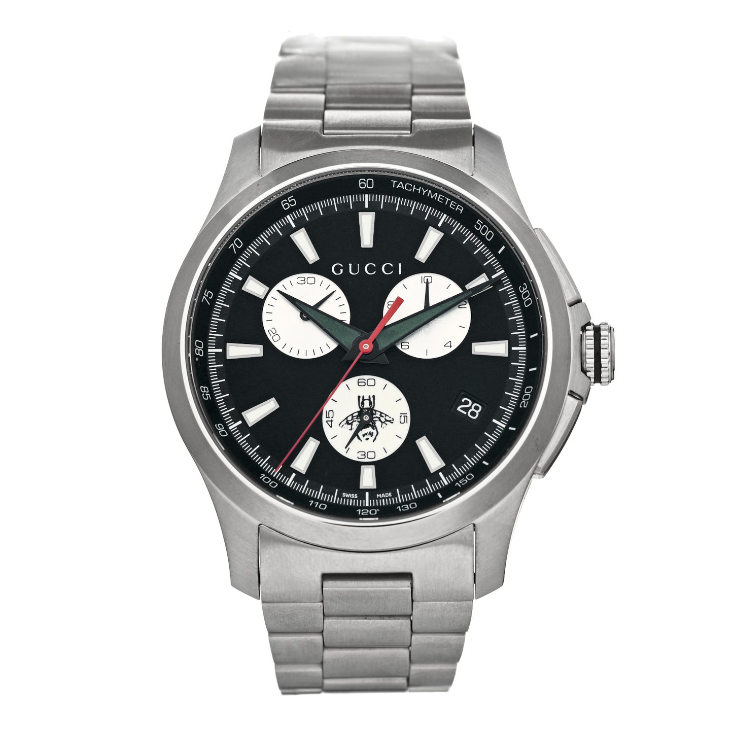 Stainless Steel 44mm G-Timeless Bee Chronograph Quartz Watch Black