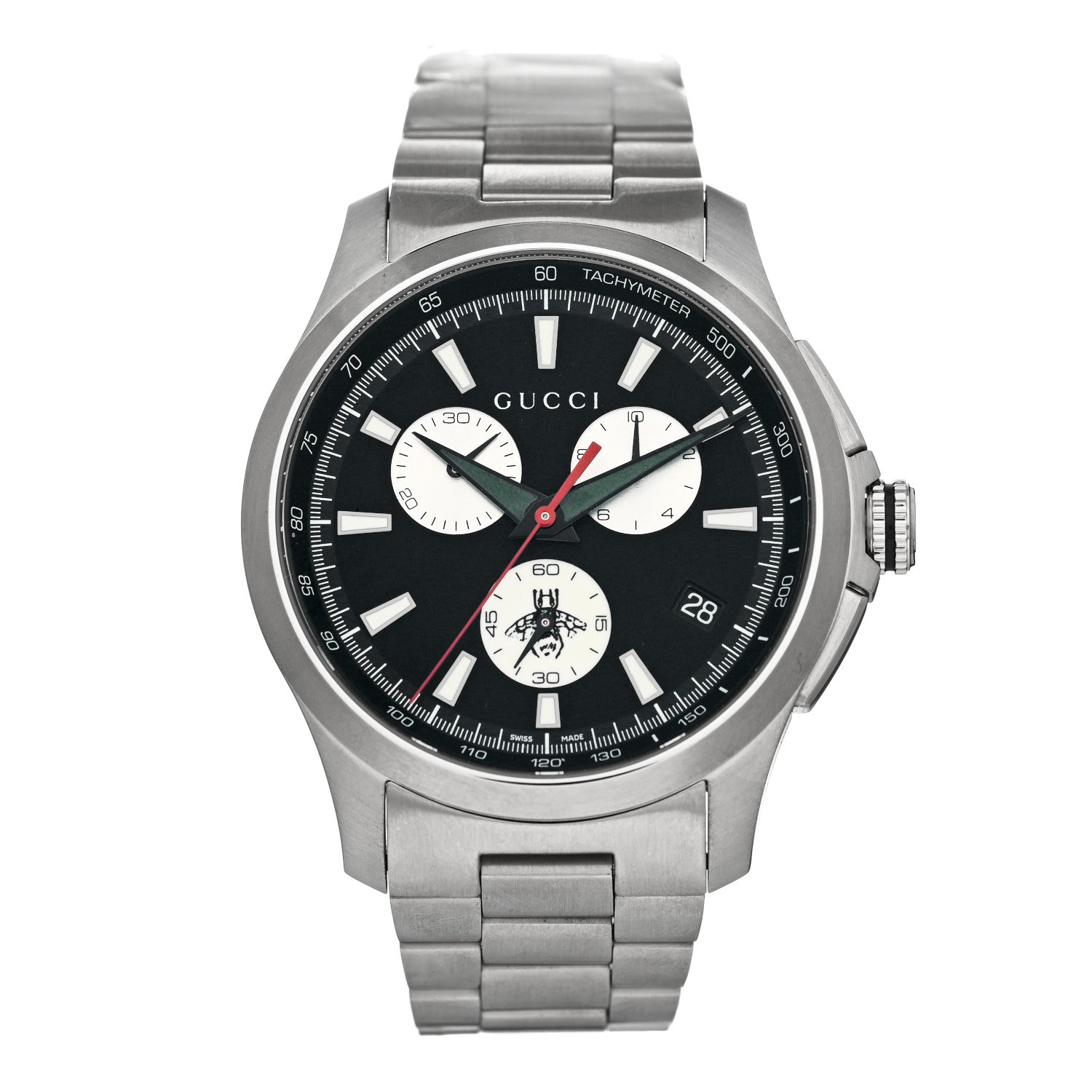 Gucci Stainless Steel 44mm G-Timeless Bee Chronograph Quartz Watch Black 1 of 4