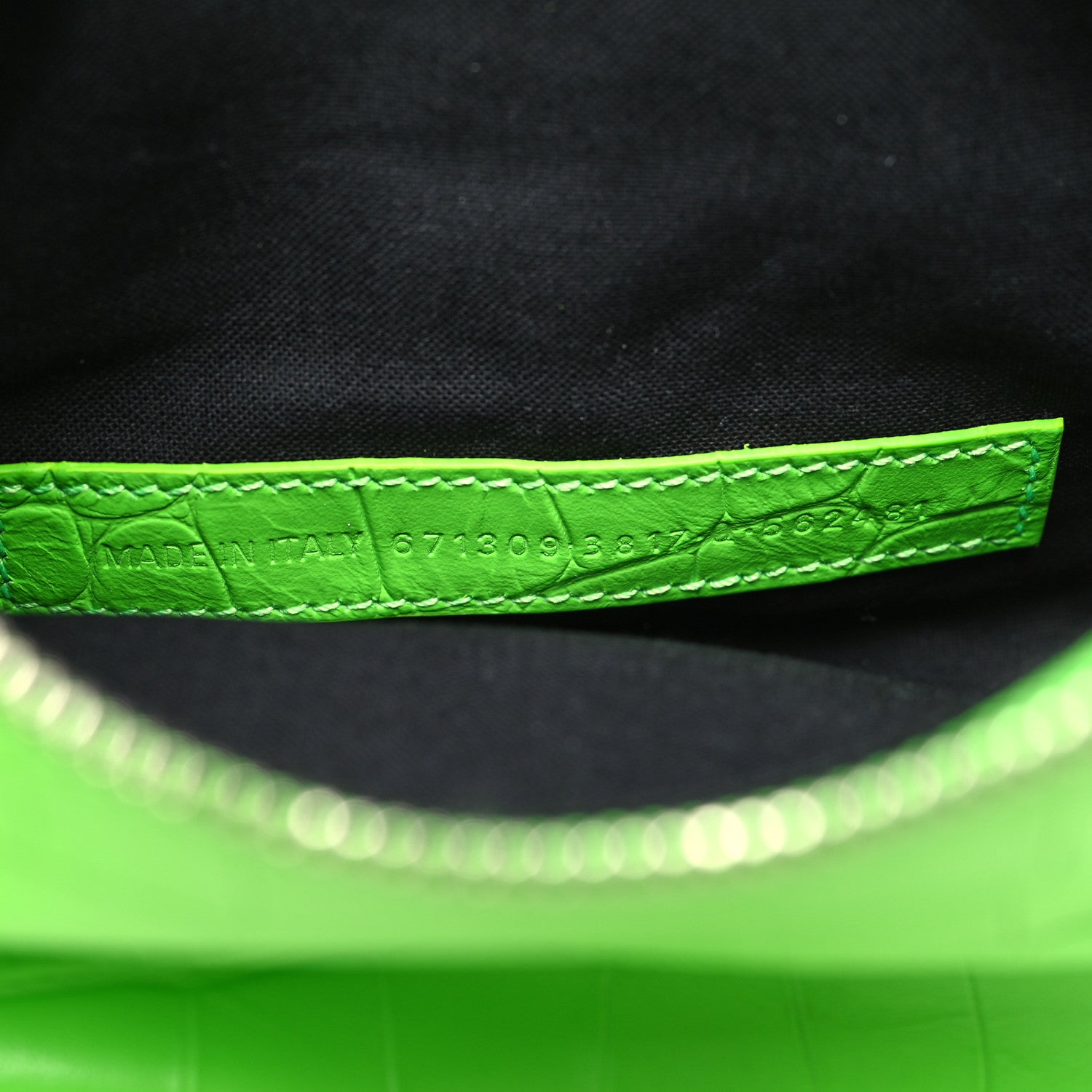 Balenciaga Extra Supple Calfskin Crocodile Embossed Le Cagole Shoulder Bag XS Acid Green 8 of 14
