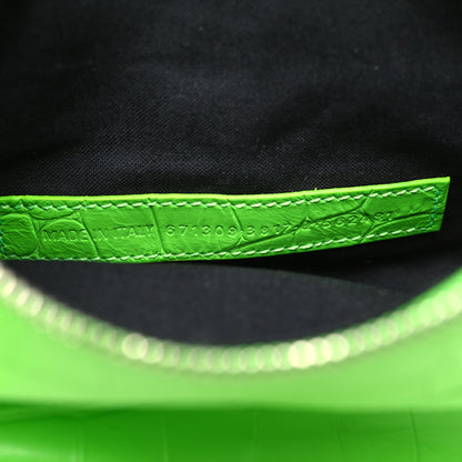 Balenciaga Extra Supple Calfskin Crocodile Embossed Le Cagole Shoulder Bag XS Acid Green 8 of 14