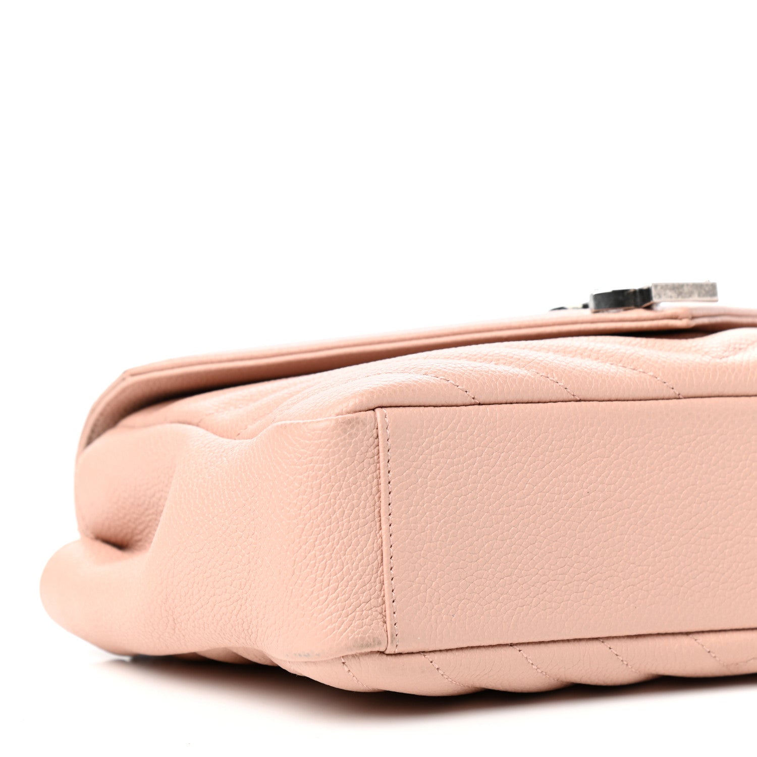 Saint Laurent Grained Calfskin Matelasse Chevron Monogram Medium Chain Bag Pale Pink 8 of 10