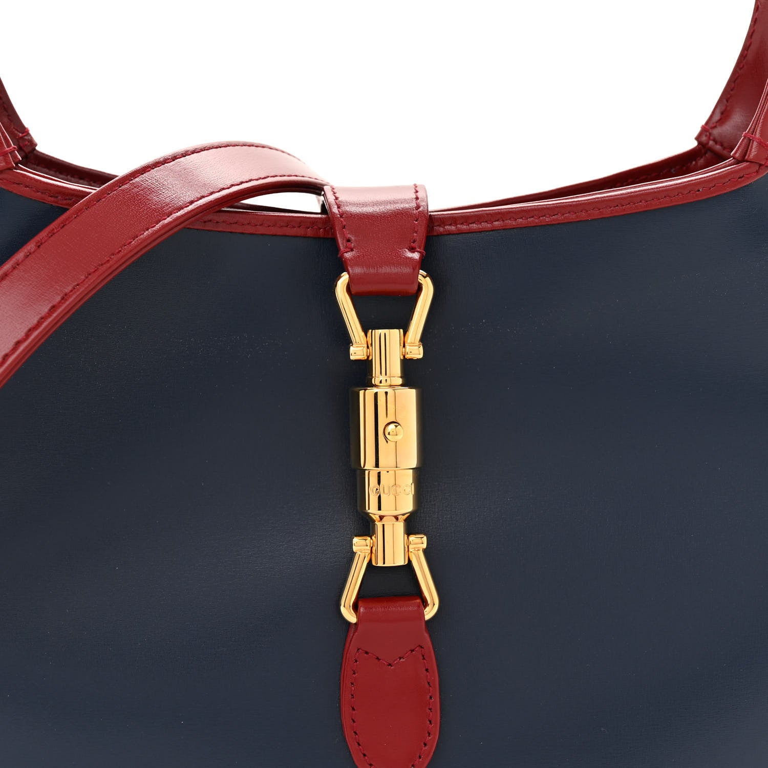 Gucci Boarded Dyana Lux Calfskin Bi-Color Small Jackie 1961 Hobo Blue Agata New Cherry Red 8 of 13