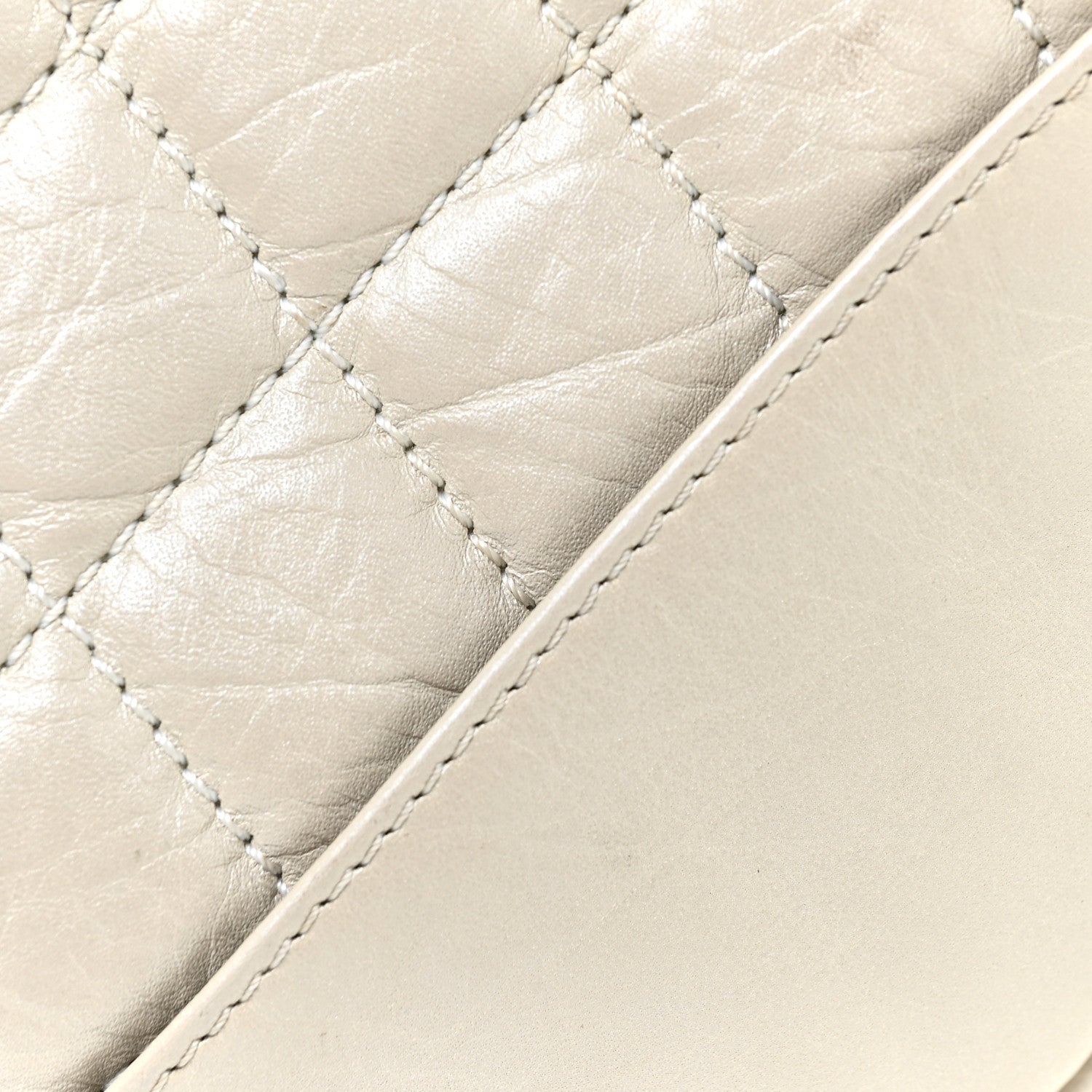 Chanel Aged Calfskin Quilted Cotton Club Pochette White 10 of 15