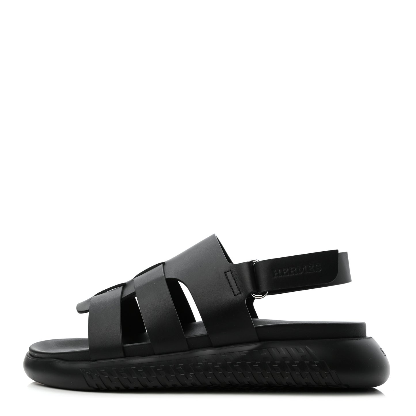 Calfskin Rubber Mens Doha Sandals 40 Black