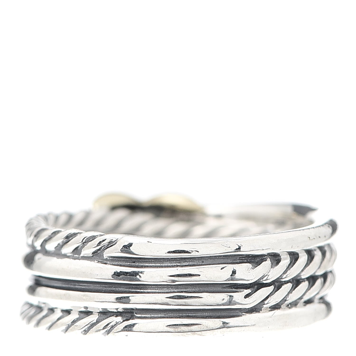 David Yurman Sterling Silver 18K Yellow Gold 6mm X Crossover Ring 50 5.25 3 of 5