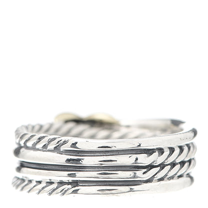 David Yurman Sterling Silver 18K Yellow Gold 6mm X Crossover Ring 50 5.25 3 of 5