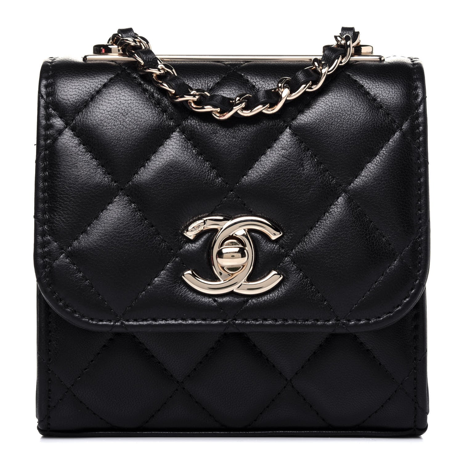 Chanel Lambskin Quilted Mini Trendy CC Chain Wallet Black 1 of 14