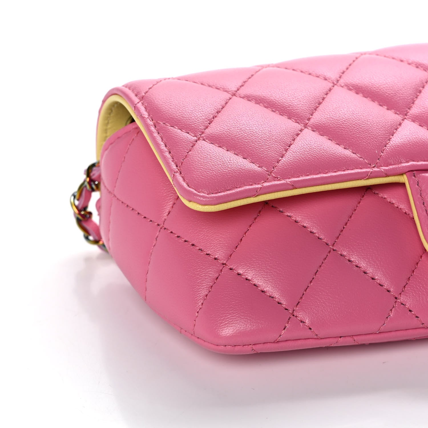 Chanel Lambskin Quilted Glasses Case With Chain Pink Yellow 9 of 12