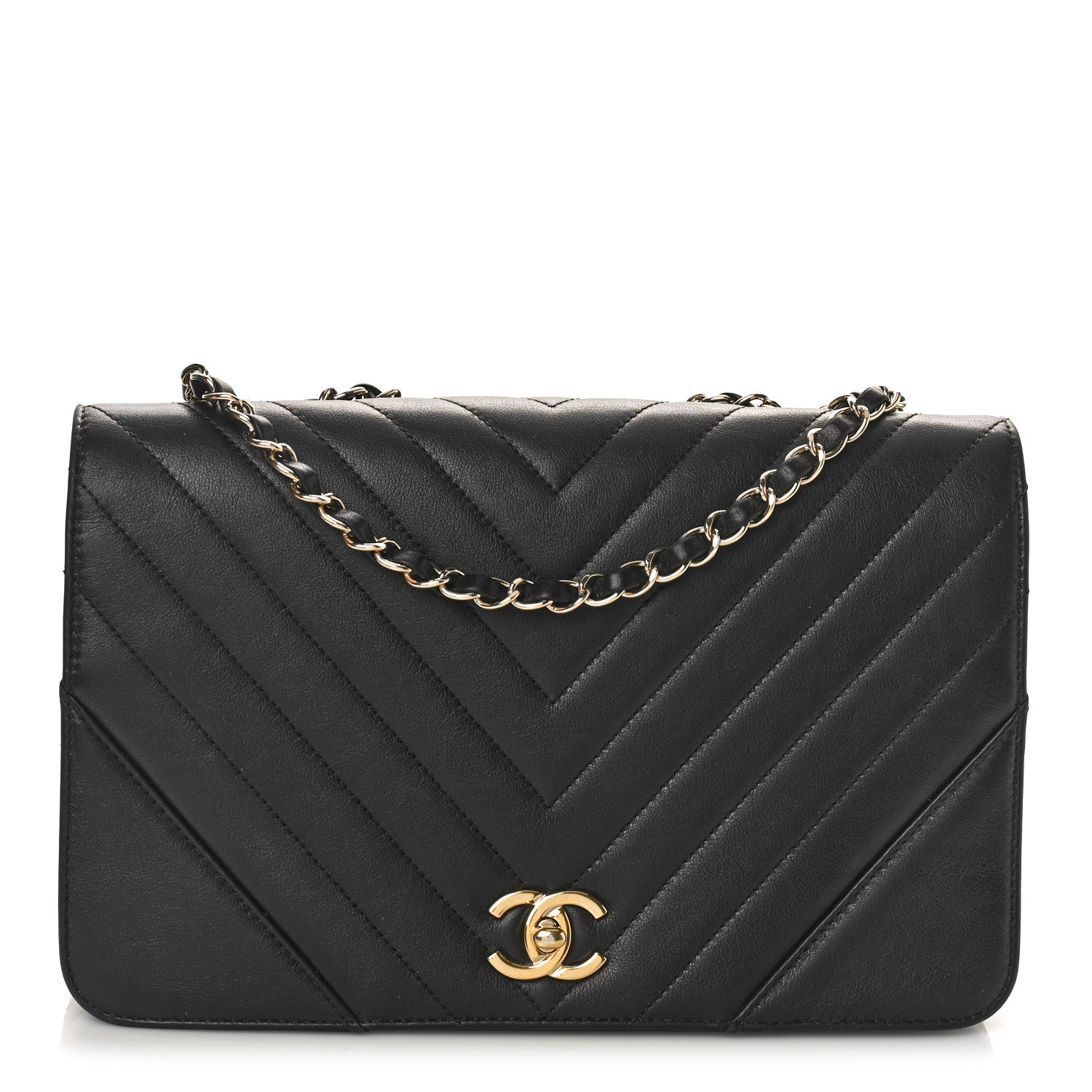 Chanel Calfskin Chevron Quilted Large Statement Flap Black 1 of 11