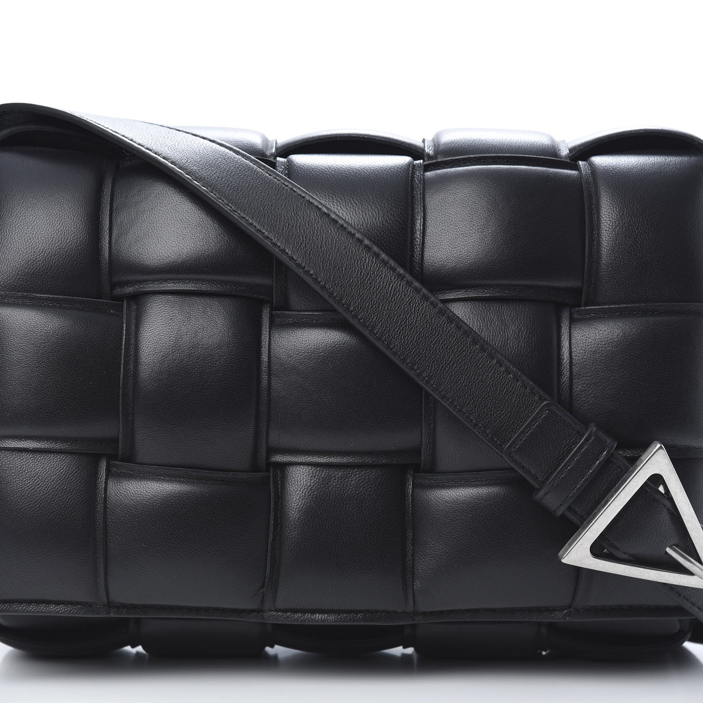 Nappa Maxi Intreccio Padded Cassette Crossbody Bag Black