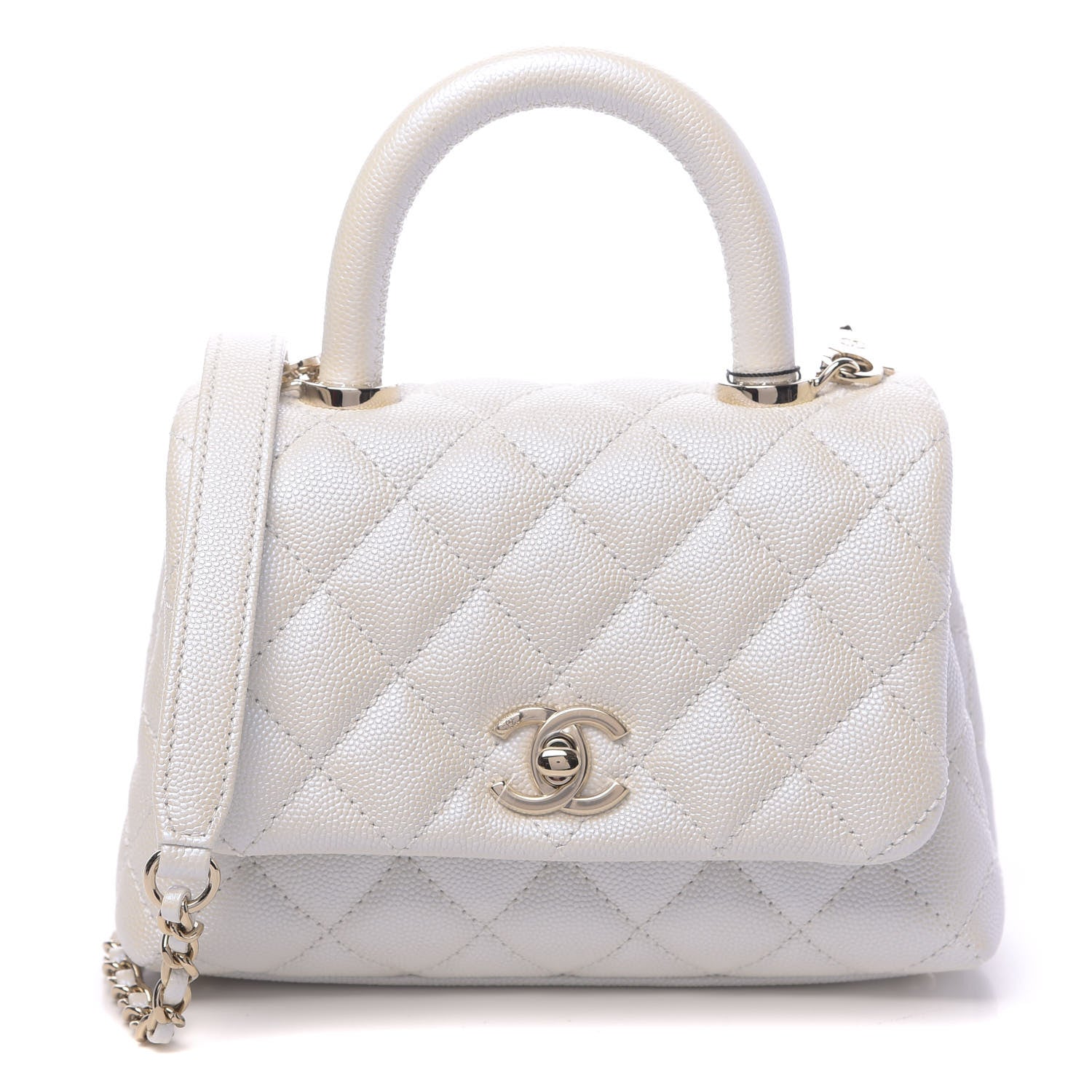 Chanel Iridescent Caviar Quilted Extra Mini Coco Handle Flap White 1 of 10