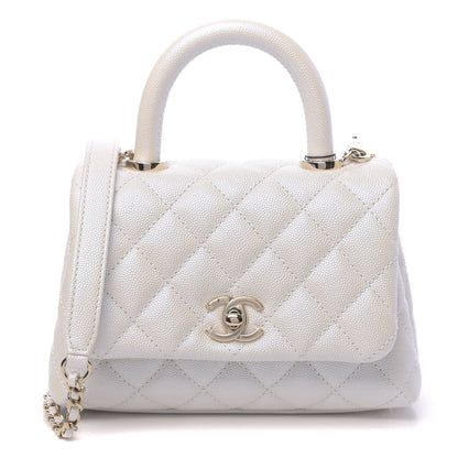 Chanel Iridescent Caviar Quilted Extra Mini Coco Handle Flap White 1 of 10