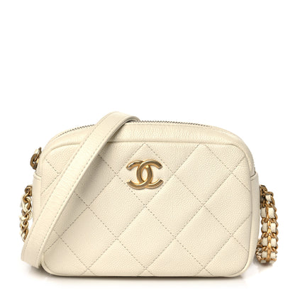 Chanel Shiny Caviar Quilted Chain Melody Camera Bag White 1 of 9