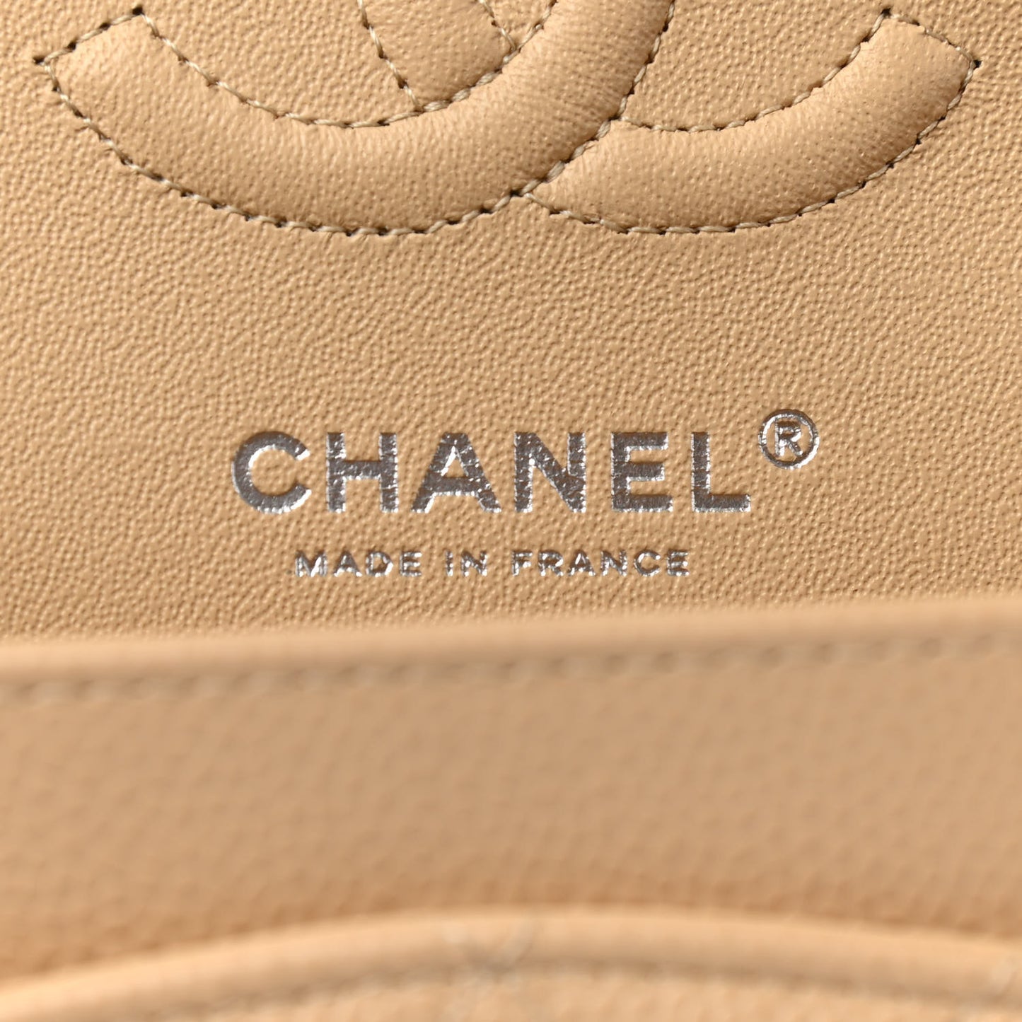 Caviar Quilted Small Double Flap Beige